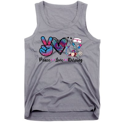 Peace Love Nursing Cute Nurse Stethoscope Tie Dye Flower Great Gift Tank Top