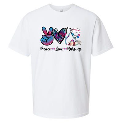 Peace Love Nursing Cute Nurse Stethoscope Tie Dye Flower Great Gift Sueded Cloud Jersey T-Shirt