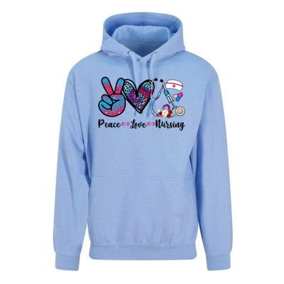 Peace Love Nursing Cute Nurse Stethoscope Tie Dye Flower Great Gift Unisex Surf Hoodie