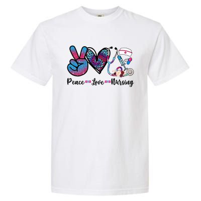 Peace Love Nursing Cute Nurse Stethoscope Tie Dye Flower Great Gift Garment-Dyed Heavyweight T-Shirt