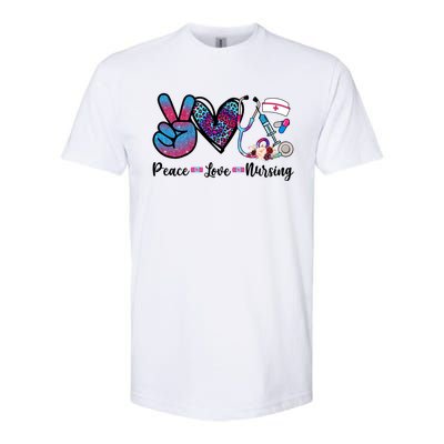 Peace Love Nursing Cute Nurse Stethoscope Tie Dye Flower Great Gift Softstyle CVC T-Shirt