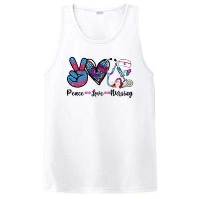 Peace Love Nursing Cute Nurse Stethoscope Tie Dye Flower Great Gift PosiCharge Competitor Tank