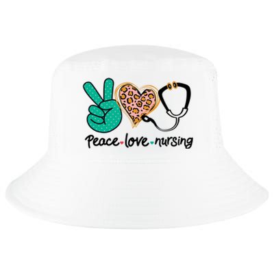 Peace Love Nursing Leopard Heart Nurse Custom Gift Pajama Great Gift Cool Comfort Performance Bucket Hat