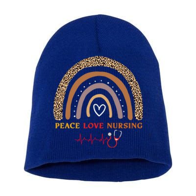 Peace Love Nursing Nurse Life Gift Short Acrylic Beanie