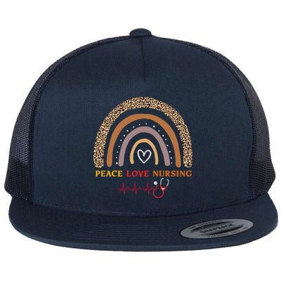 Peace Love Nursing Nurse Life Gift Flat Bill Trucker Hat