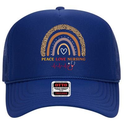 Peace Love Nursing Nurse Life Gift High Crown Mesh Back Trucker Hat