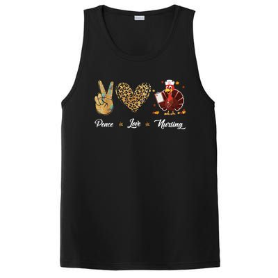 Peace Love Nursing Funny Thanksgiving Turkey Outfit Gift PosiCharge Competitor Tank