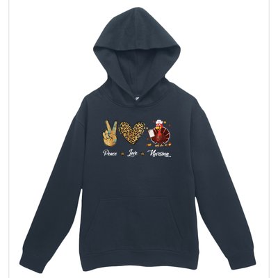 Peace Love Nursing Funny Thanksgiving Turkey Outfit Gift Urban Pullover Hoodie