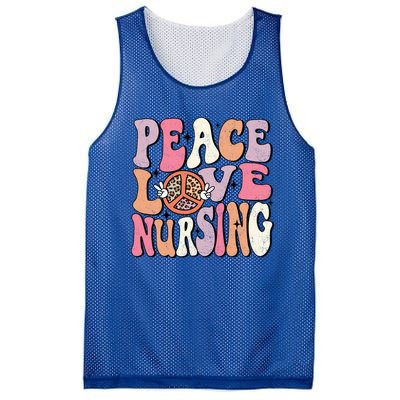 Peace Love Nursing Groovy Retro Nurse Life Appreciation Gift Mesh Reversible Basketball Jersey Tank