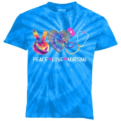 Peace Love Nursing Happy Nurse Week Day On May Great Gift Kids Tie-Dye T-Shirt