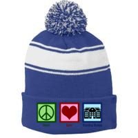 Peace Love Nursing Homes Gift Stripe Pom Pom Beanie