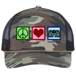 Peace Love Nursing Homes Gift Retro Rope Trucker Hat Cap