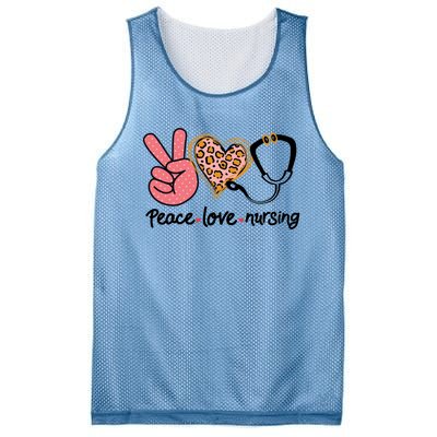 Peace Love Nursing Leopard Heart Nurse Custom Gift Pajama Gift Mesh Reversible Basketball Jersey Tank