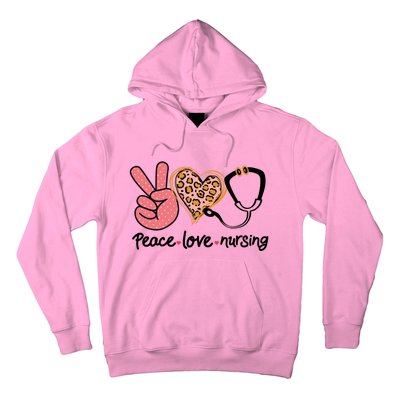 Peace Love Nursing Leopard Heart Nurse Custom Gift Pajama Gift Hoodie