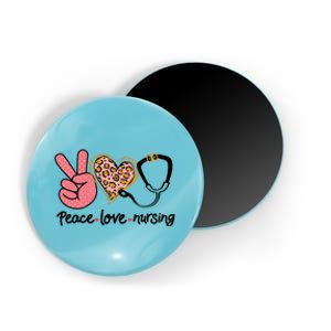 Peace Love Nursing Leopard Heart Nurse Custom Gift Pajama Gift Magnet