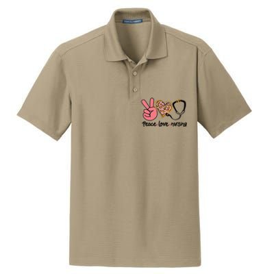 Peace Love Nursing Leopard Heart Nurse Custom Gift Pajama Gift Dry Zone Grid Polo