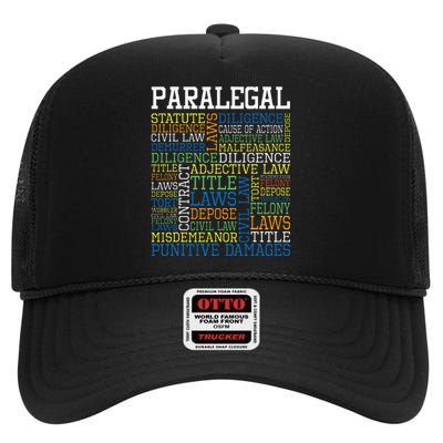 Paralegal Law Office Justice Jurist Attorney Assistant High Crown Mesh Back Trucker Hat