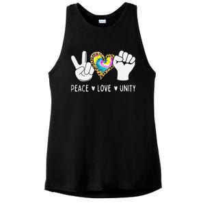 Peace Love Orange Unity Day Anti Bullying Ladies PosiCharge Tri-Blend Wicking Tank