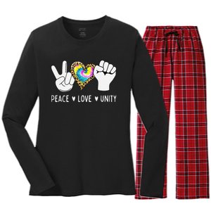 Peace Love Orange Unity Day Anti Bullying Women's Long Sleeve Flannel Pajama Set 