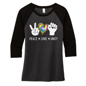 Peace Love Orange Unity Day Anti Bullying Women's Tri-Blend 3/4-Sleeve Raglan Shirt