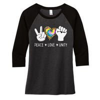 Peace Love Orange Unity Day Anti Bullying Women's Tri-Blend 3/4-Sleeve Raglan Shirt