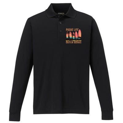 Pogue Life Outer Banks Beach Sunset Surfing Pogue Life Performance Long Sleeve Polo