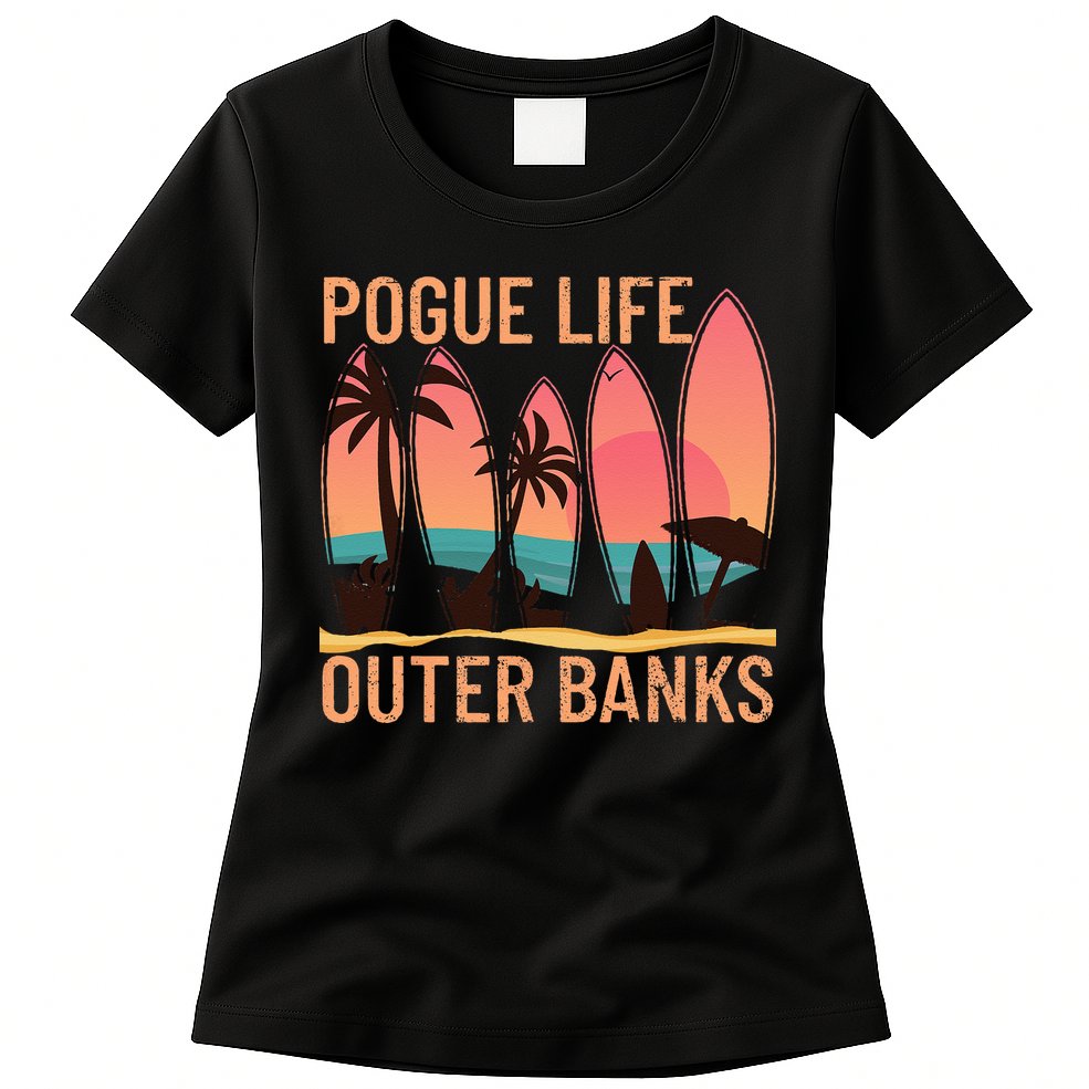 Pogue Life Outer Banks Beach Sunset Surfing Pogue Life Womens T-Shirt