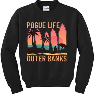 Pogue Life Outer Banks Beach Sunset Surfing Pogue Life Kids Sweatshirt