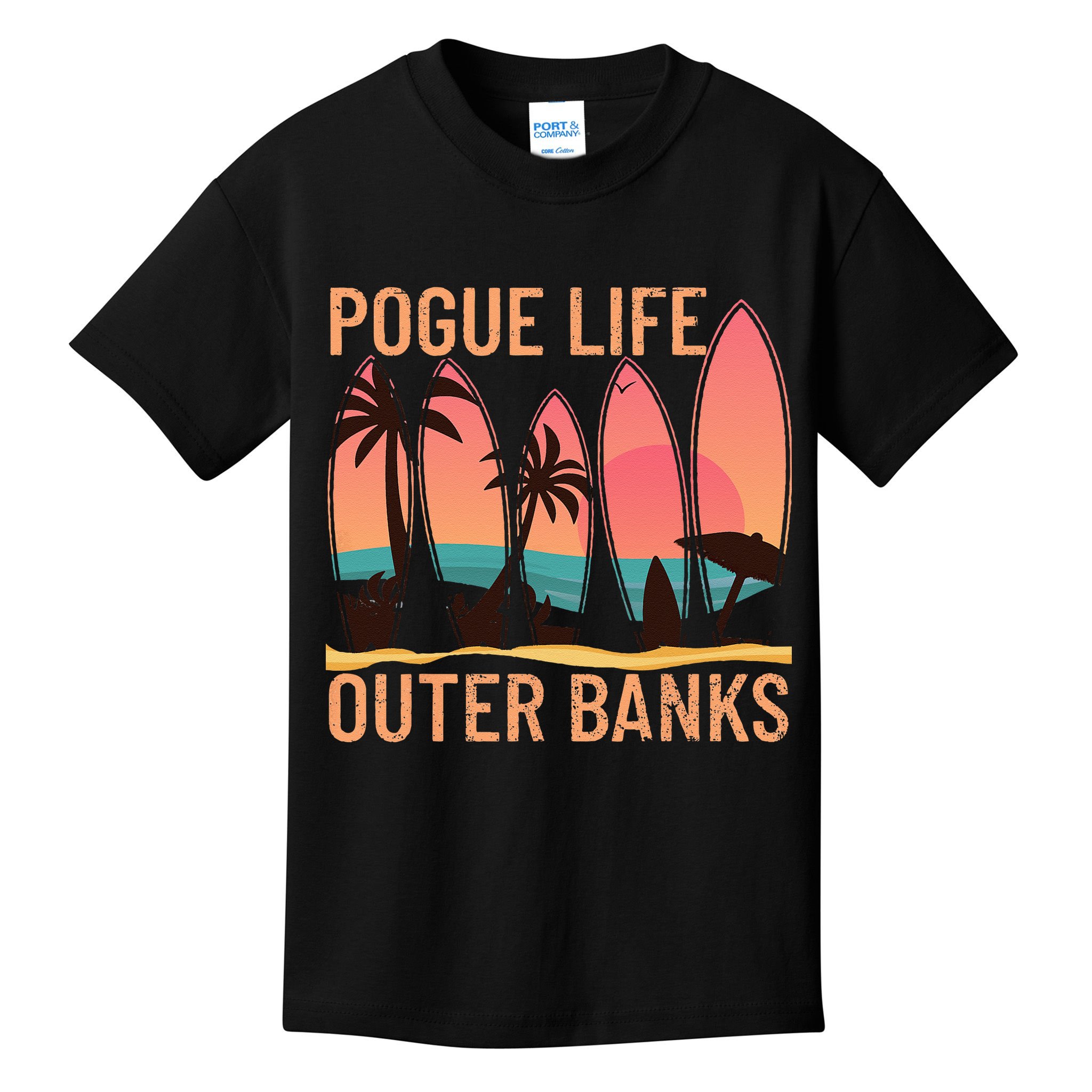 Pogue Life Outer Banks Beach Sunset Surfing Pogue Life Kids T-Shirt