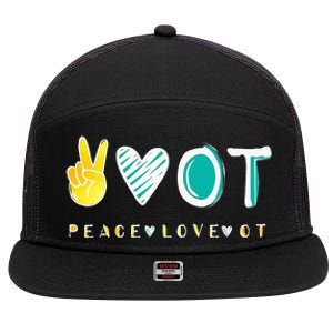 Peace Love Ot Ota Occupational Therapy 7 Panel Mesh Trucker Snapback Hat