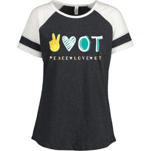 Peace Love Ot Ota Occupational Therapy Enza Ladies Jersey Colorblock Tee