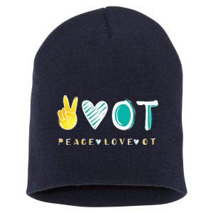 Peace Love Ot Ota Occupational Therapy Short Acrylic Beanie