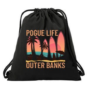 Pogue Life Outer Banks Beach Sunset Surfing Drawstring Bag