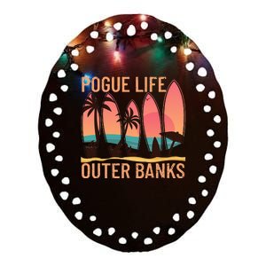 Pogue Life Outer Banks Beach Sunset Surfing Ceramic Oval Ornament