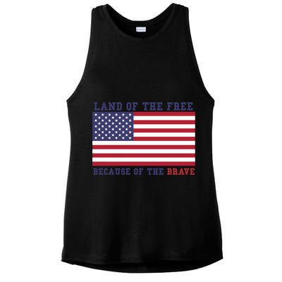 Patriotic Land Of The Free Because Of The Brave Meaningful Gift Ladies PosiCharge Tri-Blend Wicking Tank