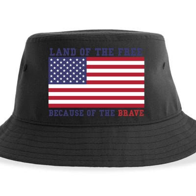 Patriotic Land Of The Free Because Of The Brave Meaningful Gift Sustainable Bucket Hat