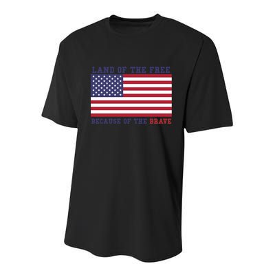 Patriotic Land Of The Free Because Of The Brave Meaningful Gift Youth Performance Sprint T-Shirt