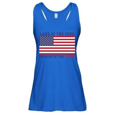 Patriotic Land Of The Free Because Of The Brave Meaningful Gift Ladies Essential Flowy Tank
