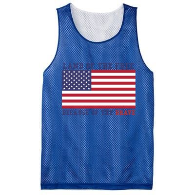 Patriotic Land Of The Free Because Of The Brave Meaningful Gift Mesh Reversible Basketball Jersey Tank