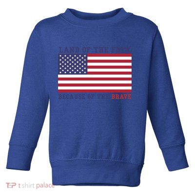 Patriotic Land Of The Free Because Of The Brave Meaningful Gift Toddler Sweatshirt