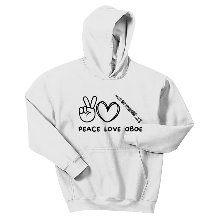 Peace Love Oboe Retro Oboe Lover Oboe Player Oboes Music Kids Hoodie