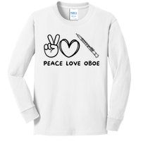 Peace Love Oboe Retro Oboe Lover Oboe Player Oboes Music Kids Long Sleeve Shirt