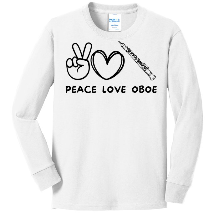 Peace Love Oboe Retro Oboe Lover Oboe Player Oboes Music Kids Long Sleeve Shirt