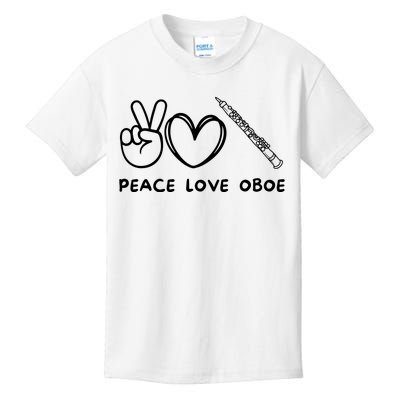 Peace Love Oboe Retro Oboe Lover Oboe Player Oboes Music Kids T-Shirt