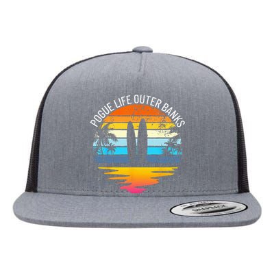 Pogue Life Outer Banks Retro Sunset Surfing OBX Pogue Life Flat Bill Trucker Hat