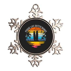 Pogue Life Outer Banks Retro Sunset Surfing OBX Pogue Life Metallic Star Ornament