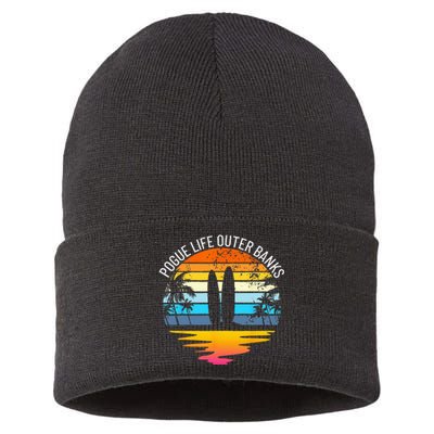 Pogue Life Outer Banks Retro Sunset Surfing OBX Pogue Life Sustainable Knit Beanie