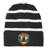 Pogue Life Outer Banks Retro Sunset Surfing OBX Pogue Life Striped Beanie with Solid Band