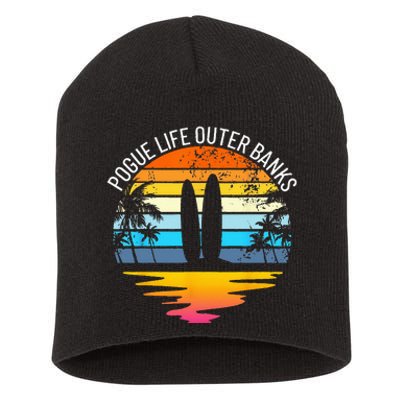 Pogue Life Outer Banks Retro Sunset Surfing OBX Pogue Life Short Acrylic Beanie