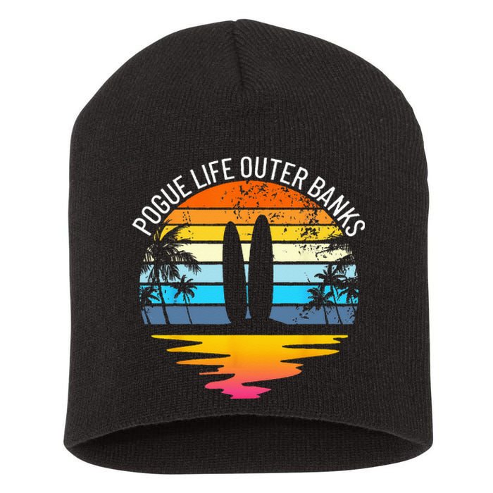 Pogue Life Outer Banks Retro Sunset Surfing OBX Pogue Life Short Acrylic Beanie